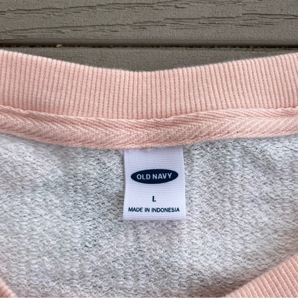 Old Navy Peachy Pink Tropical Terrycloth Crewneck L - Picture 4 of 7